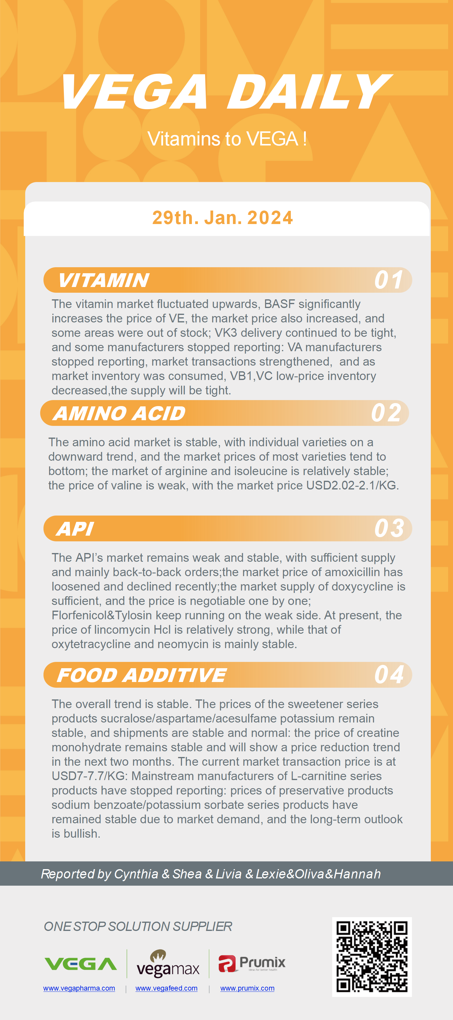 Vega Daily Dated on Jan 29th 2024 Vitamin Amino Acid APl Food Additives.png